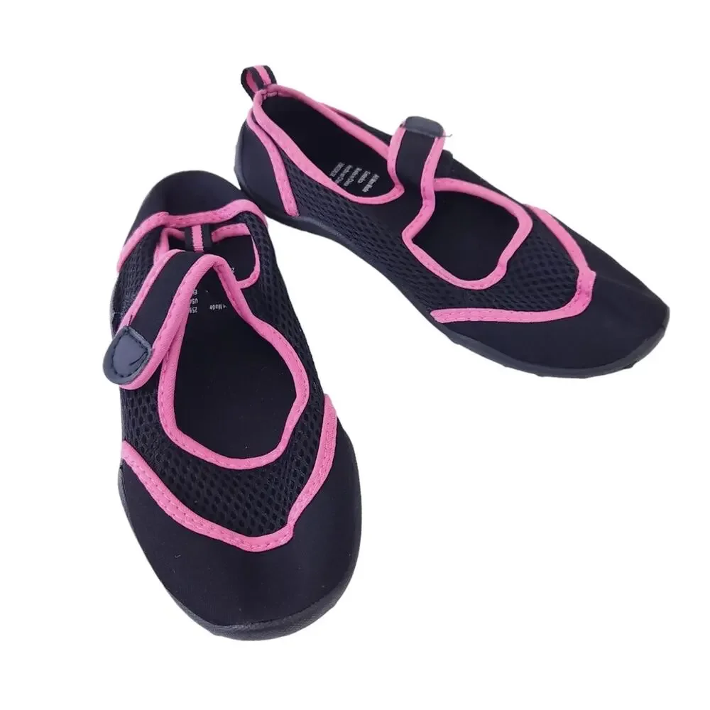 Girls Water Shoes Large 2-3 Black Pink